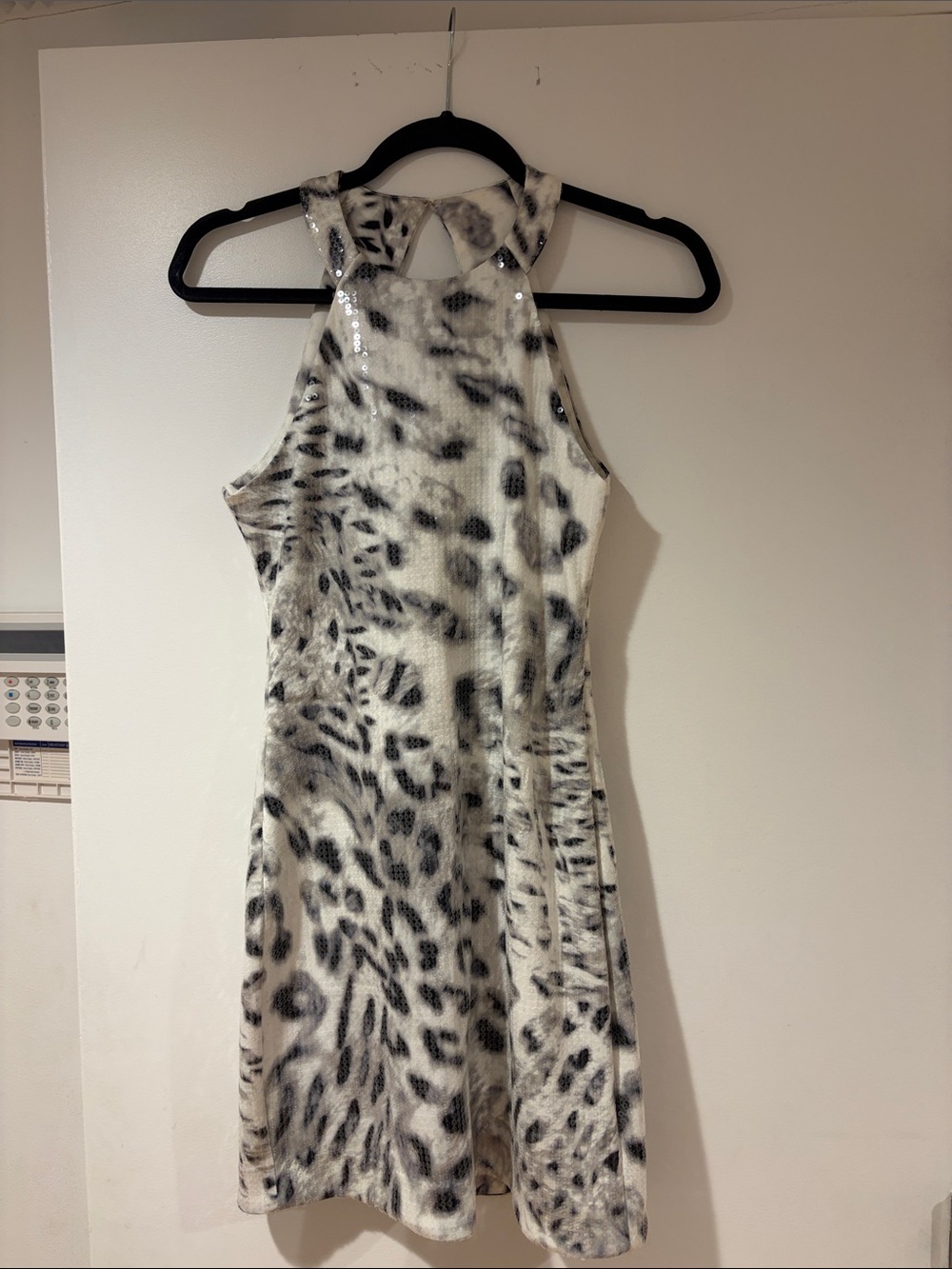 Parker Sequin Halter Dress in Black & White. New with tags!